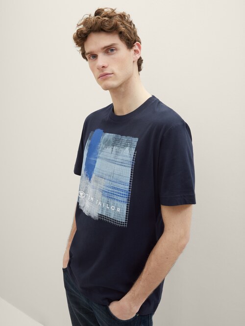 Tom Tailor T Shirt With A Print Sky Captain Blue - 1040898-10668