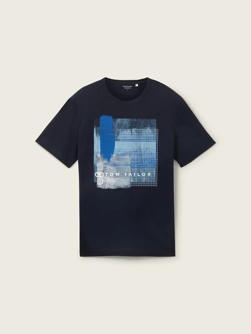 Tom Tailor T Shirt With A Print Sky Captain Blue