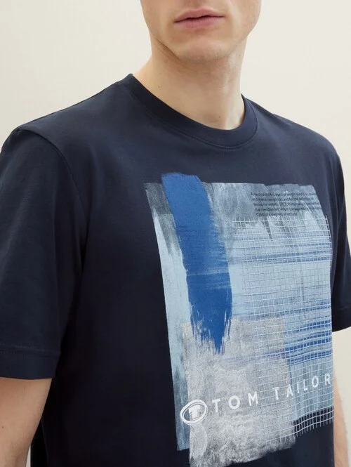 Tom Tailor T Shirt With A Print Sky Captain Blue