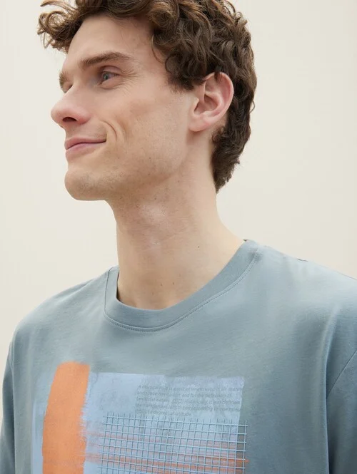 Tom Tailor T Shirt With A Print Grey Mint