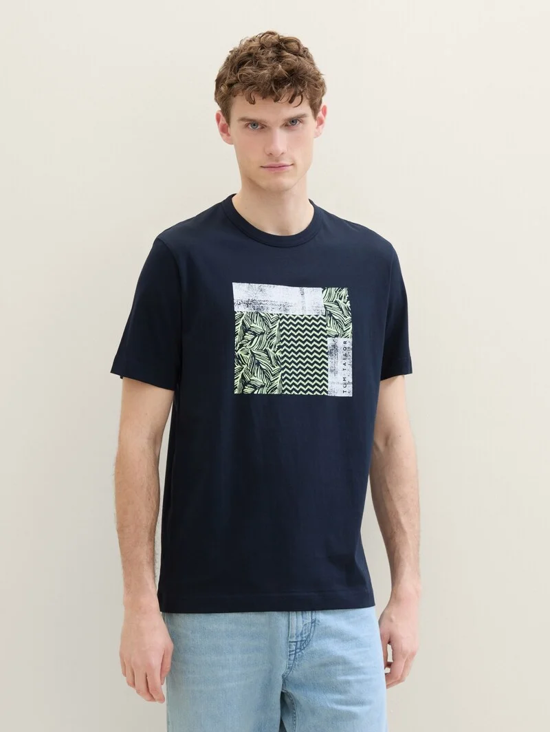 Tom Tailor T Shirt With Print Sky Captain Blue