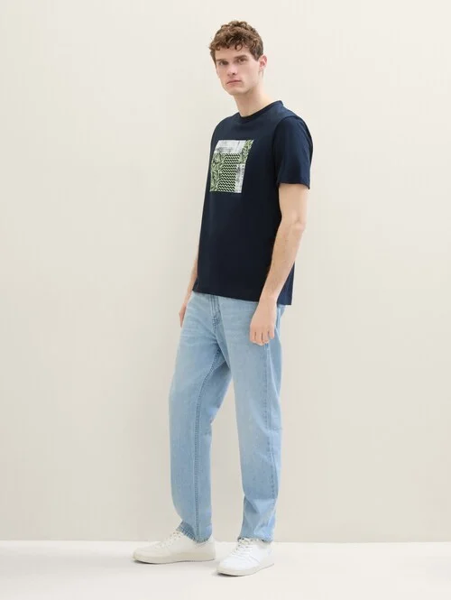 Tom Tailor T Shirt With Print Sky Captain Blue