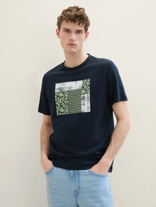 Tom Tailor T Shirt With Print Sky Captain Blue