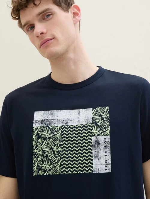 Tom Tailor T Shirt With Print Sky Captain Blue