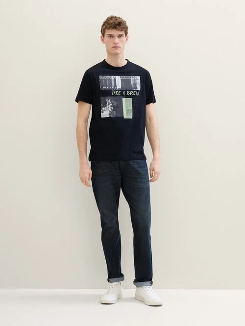 Tom Tailor Print T Shirt Sky Captain Blue