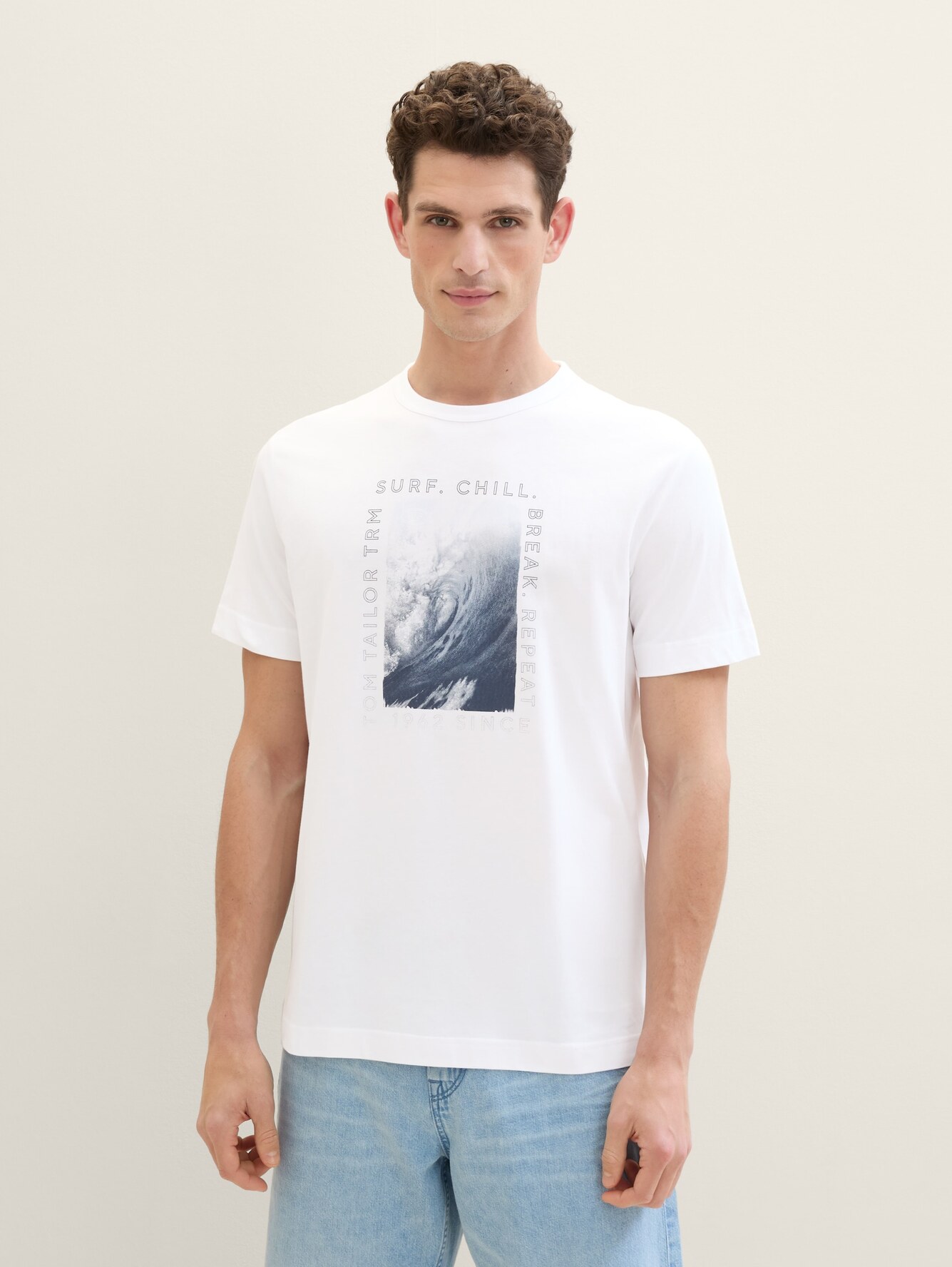 Tom Tailor Print T Shirt White - 1041788-20000