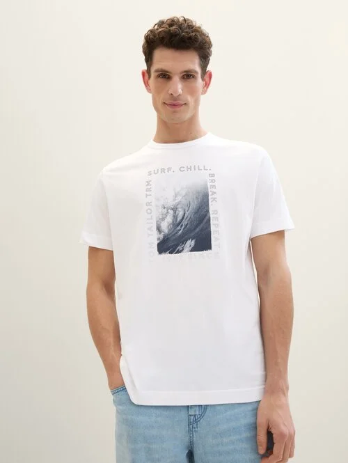 Tom Tailor Print T Shirt White