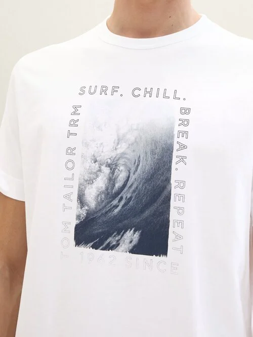 Tom Tailor Print T Shirt White