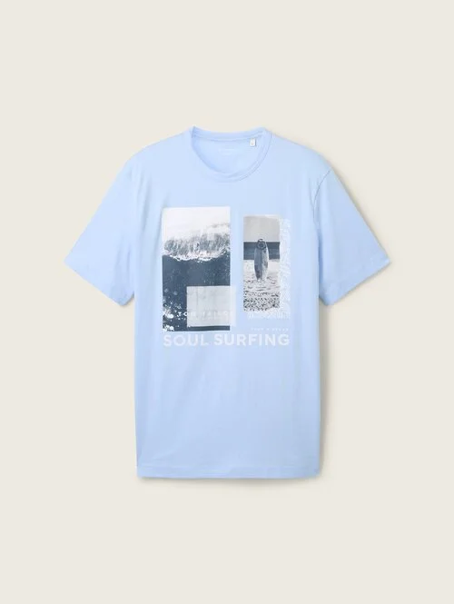 Tom Tailor Print T Shirt Windsurf Blue
