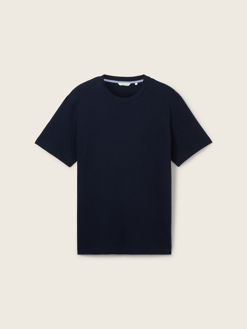 Tom Tailor T Shirt With Texture Sky Captain Blue - 1041806-10668