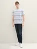 Tom Tailor C Neck T Shirt Navy Grey Mint Block Stripe