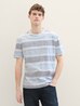 Tom Tailor C Neck T Shirt Navy Grey Mint Block Stripe - 1041790-35652