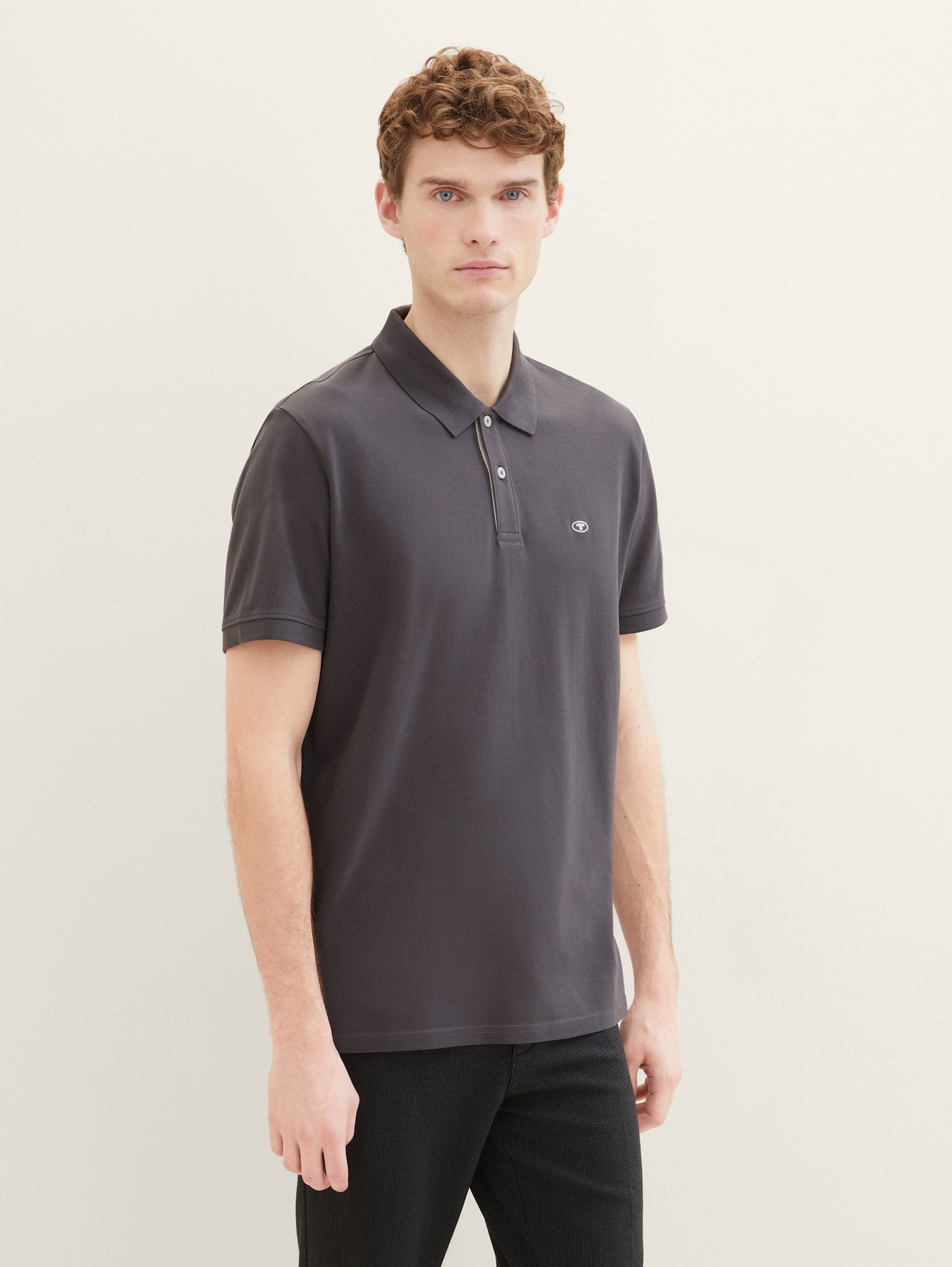 Tom Tailor Basic Polo With Contrast Dark Shadow - 1031006-10307