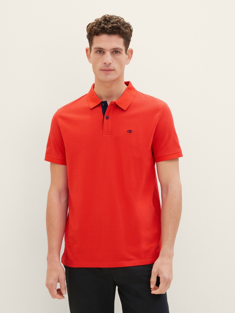 Tom Tailor Basic Polo With Contrast Basic Red - 1031006-13189