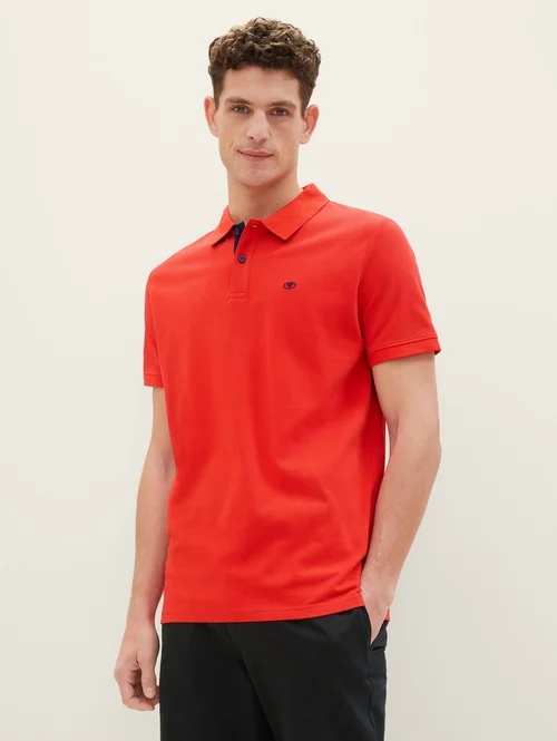 Tom Tailor Basic Polo With Contrast Basic Red