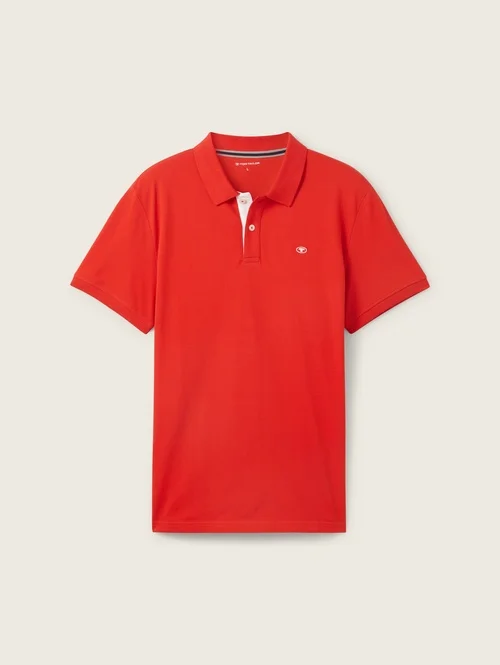 Tom Tailor Basic Polo With Contrast Basic Red