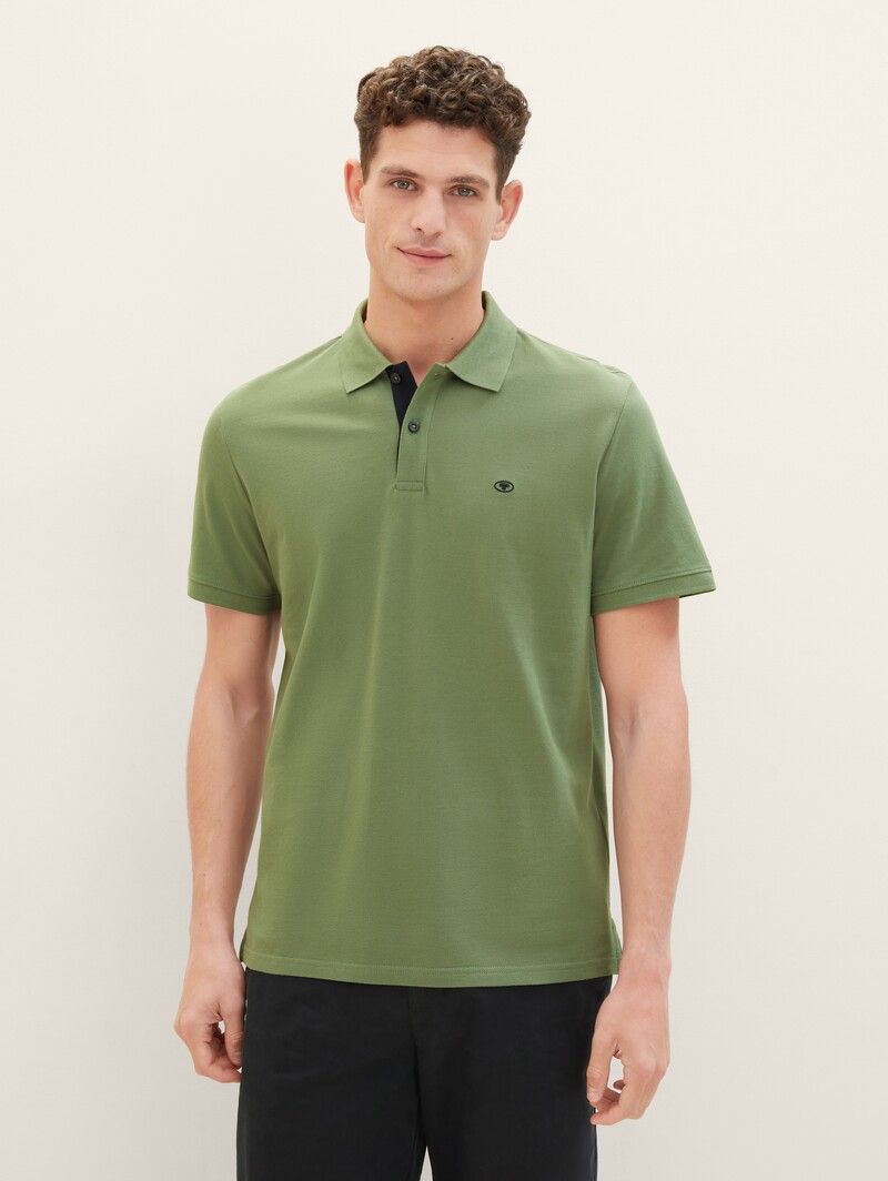 Tom Tailor Basic Polo With Contrast Dull Moss Green - 1031006-21586