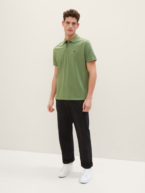 Tom Tailor Basic Polo With Contrast Dull Moss Green - 1031006-21586