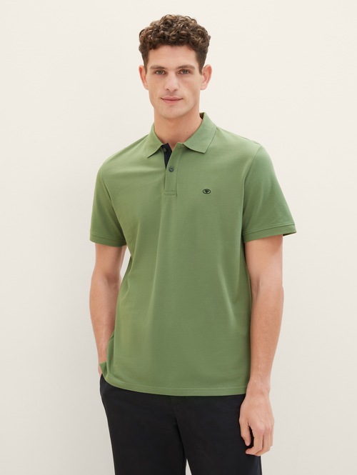 Tom Tailor Basic Polo With Contrast Dull Moss Green - 1031006-21586