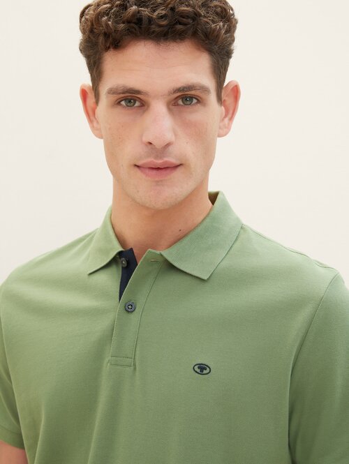 Tom Tailor Basic Polo With Contrast Dull Moss Green - 1031006-21586