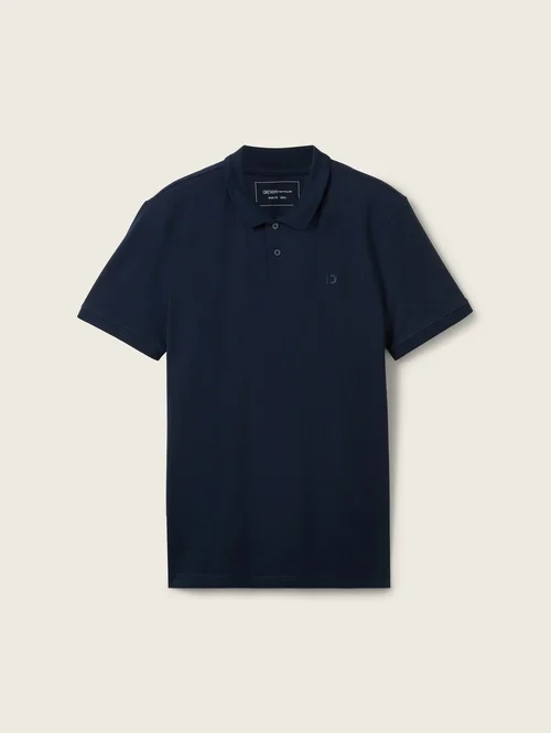 Denim Tom Tailor Basic Polo Shirt With A Logo Print Sky Captain Blue