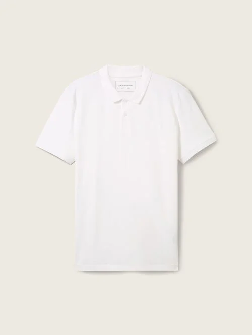 Denim Tom Tailor Basic Polo Shirt With A Logo Print White