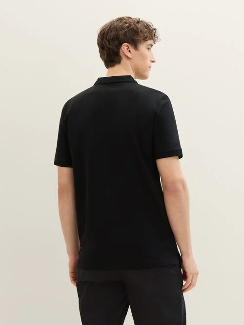 Denim Tom Tailor Basic Polo Shirt With A Logo Print Black