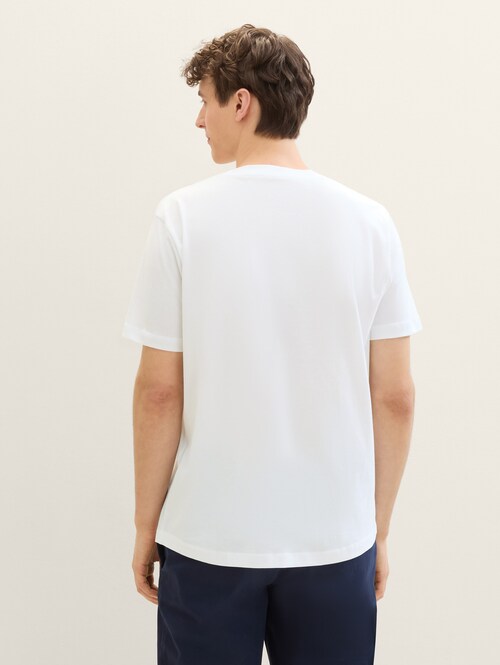 Denim Tom Tailor Logo T Shirt White - 1042042-20000