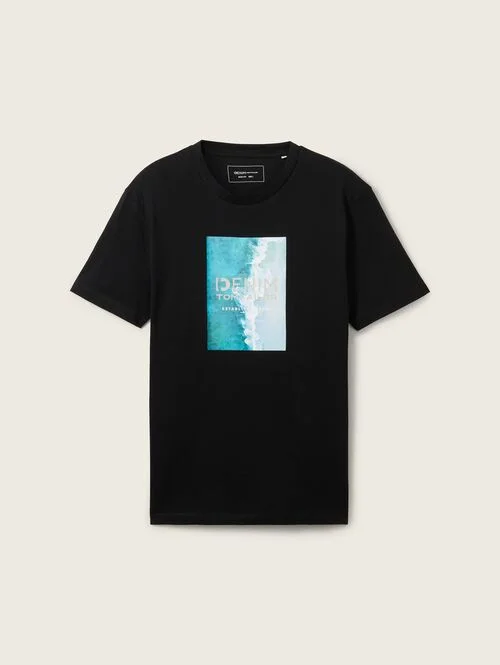 Denim Tom Tailor T Shirt With Print Black