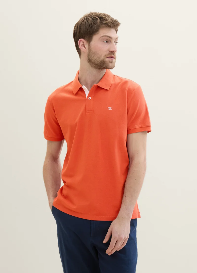 Tom Tailor Basic Polo With Contrast Marocco Orange