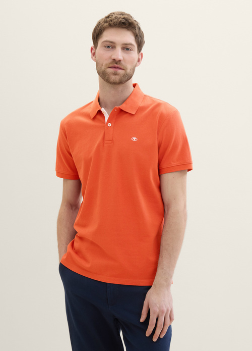 Tom Tailor Basic Polo With Contrast Marocco Orange - 1031006-12883