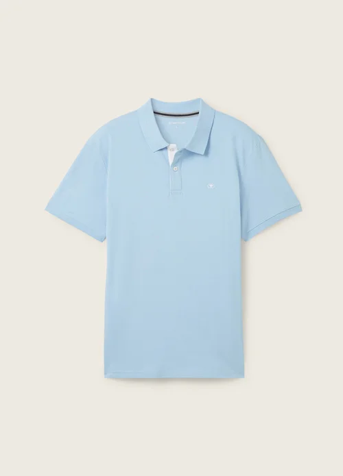 Tom Tailor Basic Polo With Contrast Washed Out Middle Blue