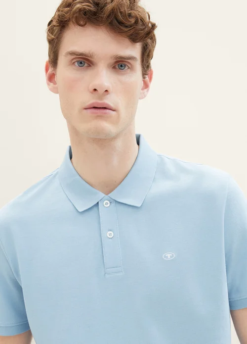 Tom Tailor Basic Polo With Contrast Washed Out Middle Blue