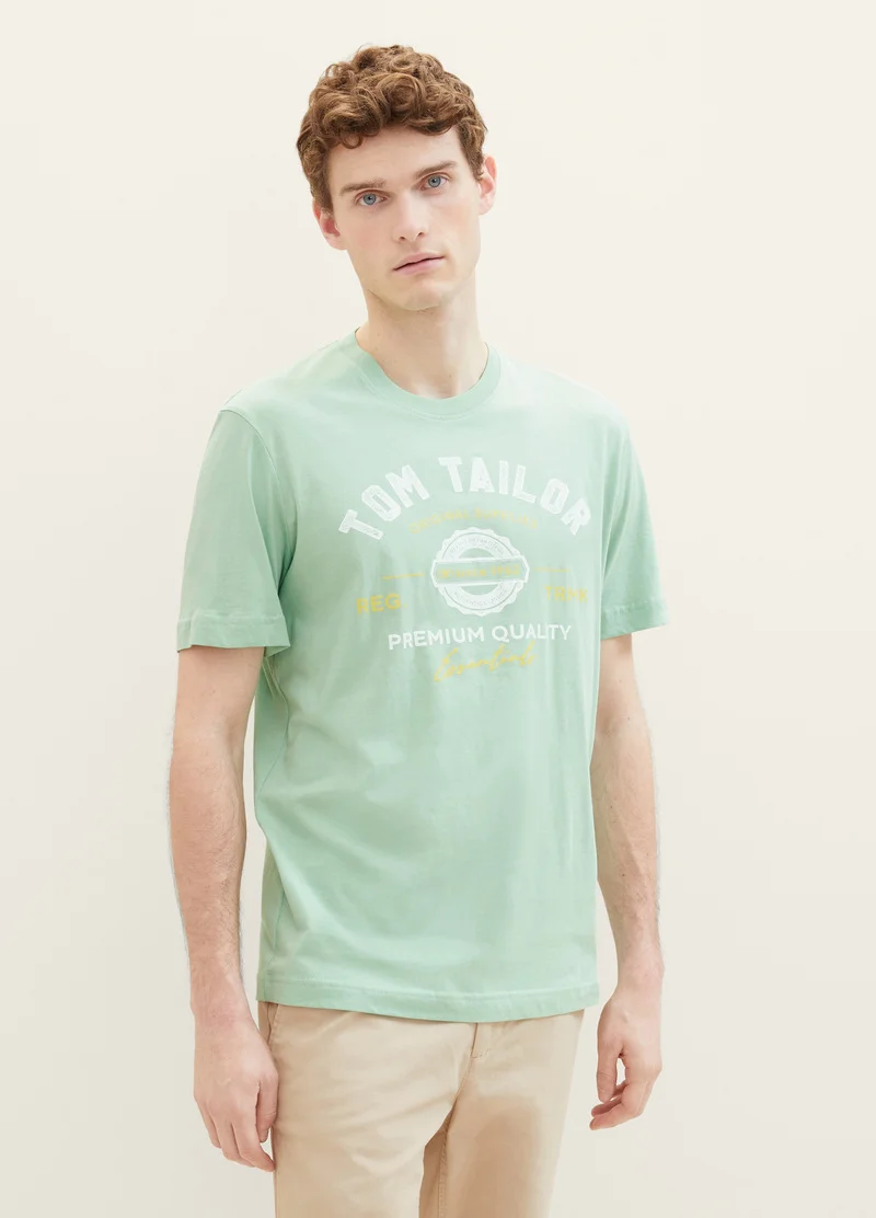 Tom Tailor T Shirt With A Logo Print Paradise Mint