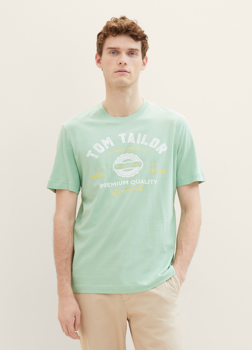 Tom Tailor T Shirt With A Logo Print Paradise Mint - 1037735-23383