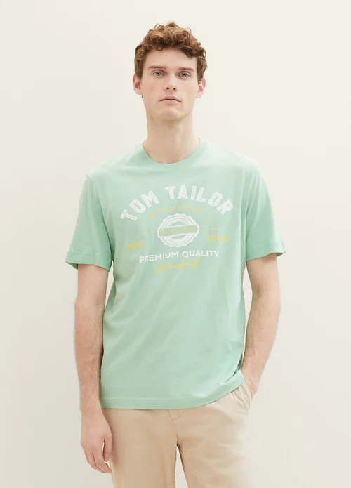 Tom Tailor T Shirt With A Logo Print Paradise Mint