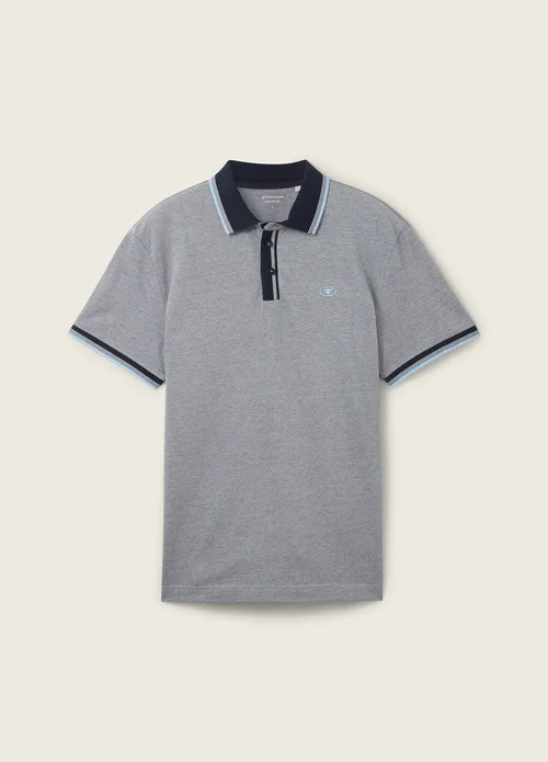 Tom Tailor Basic Polo Shirt Navy White Two Tone Pique