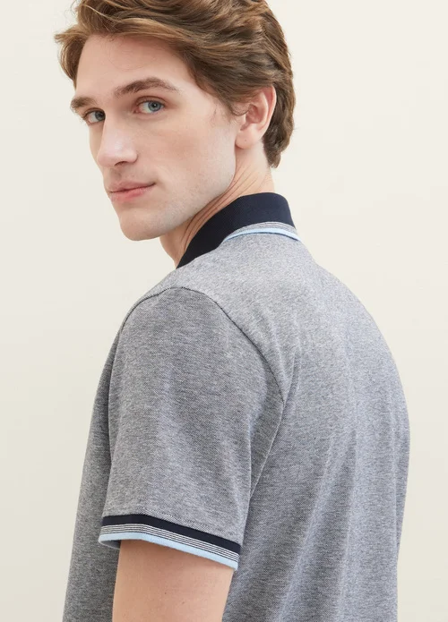 Tom Tailor Basic Polo Shirt Navy White Two Tone Pique