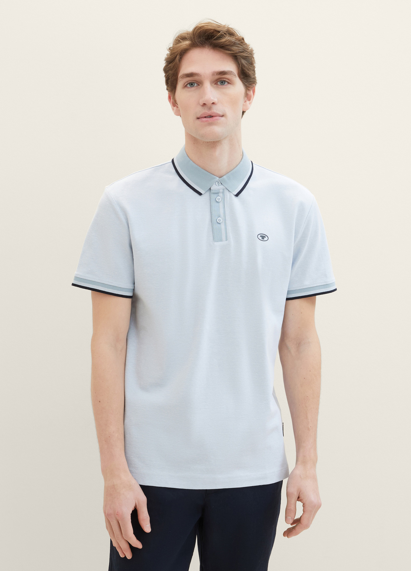 Tom Tailor Basic Polo Shirt White Foggy Blue Twotone - 1040822-35199