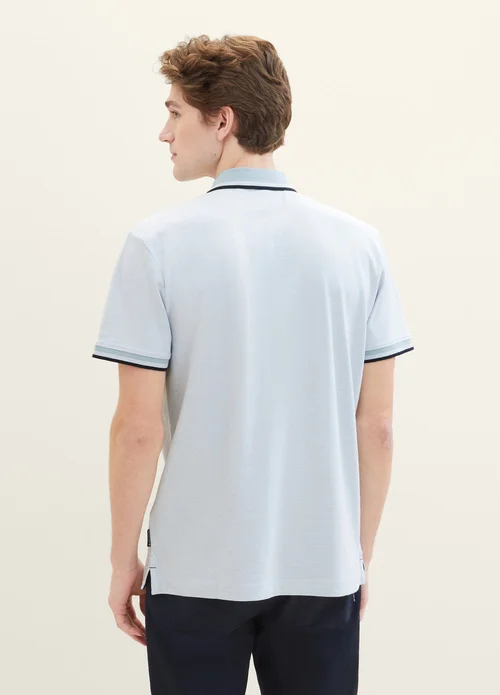 Tom Tailor Basic Polo Shirt White Foggy Blue Twotone