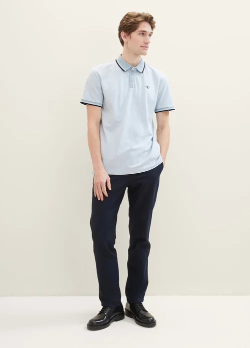 Tom Tailor Basic Polo Shirt White Foggy Blue Twotone