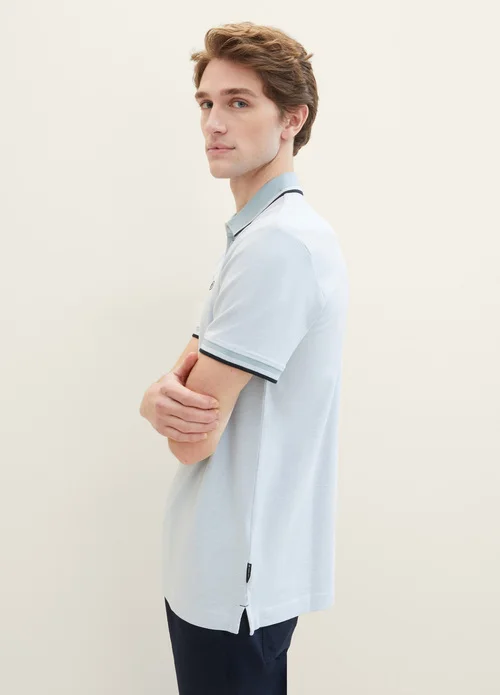 Tom Tailor Basic Polo Shirt White Foggy Blue Twotone
