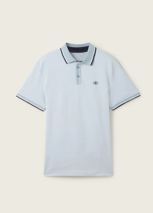 Tom Tailor Basic Polo Shirt White Foggy Blue Twotone