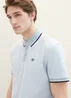 Tom Tailor Basic Polo Shirt White Foggy Blue Twotone