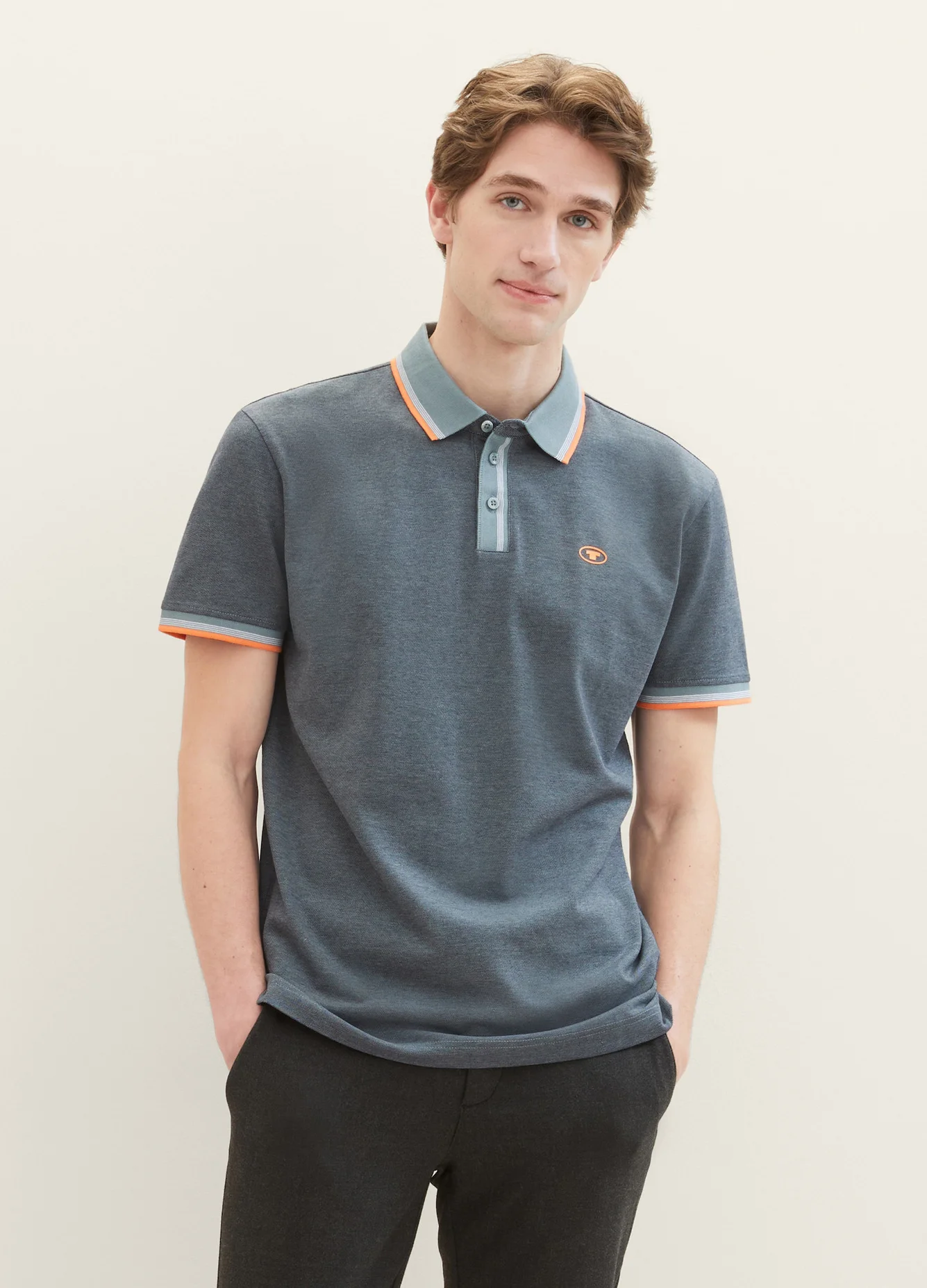 Tom Tailor Basic Polo Shirt Navy Grey Mint Twotone