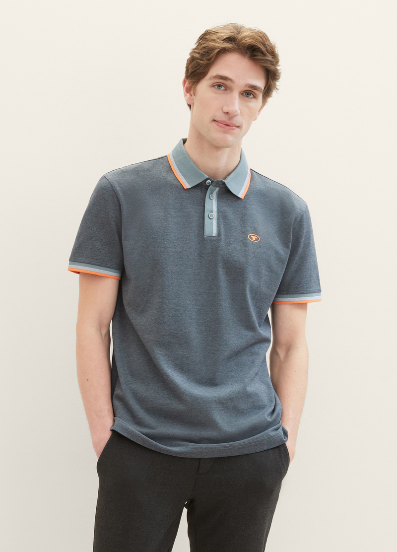 Tom Tailor Basic Polo Shirt Navy Grey Mint Twotone - 1040822-35198