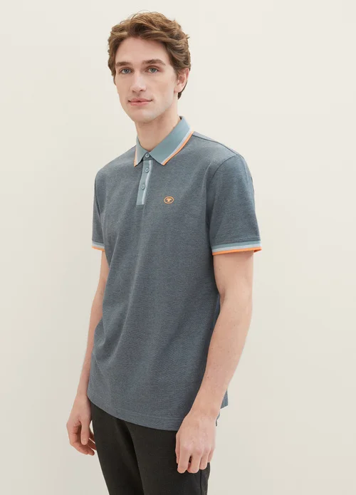 Tom Tailor Basic Polo Shirt Navy Grey Mint Twotone