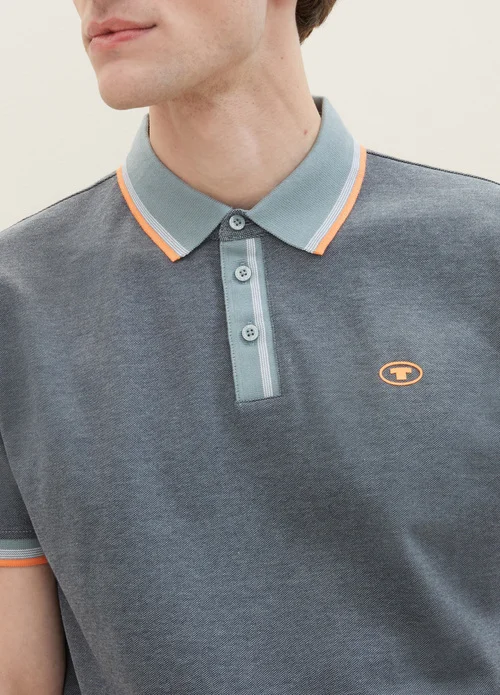 Tom Tailor Basic Polo Shirt Navy Grey Mint Twotone