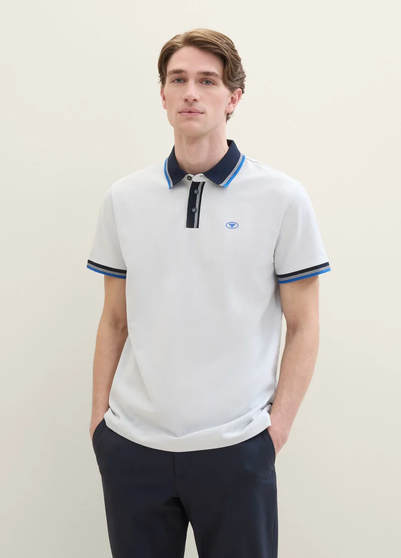 Tom Tailor Basic Polo Shirt Offwhite Streaky Two Tone