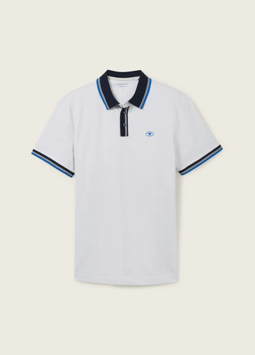 Tom Tailor Basic Polo Shirt Offwhite Streaky Two Tone